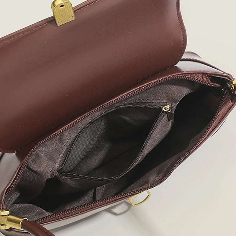 Vintage Women Vegan Leather Classic Multifunctional Hand Bag,