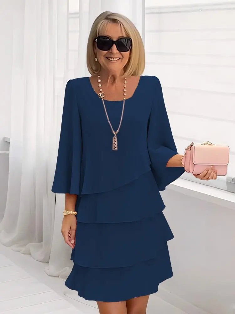 2025 Women's Fashion Cake Skirt 3/4 Bell Sleeve