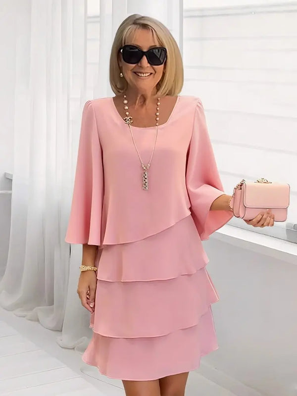 2025 Women's Fashion Cake Skirt 3/4 Bell Sleeve