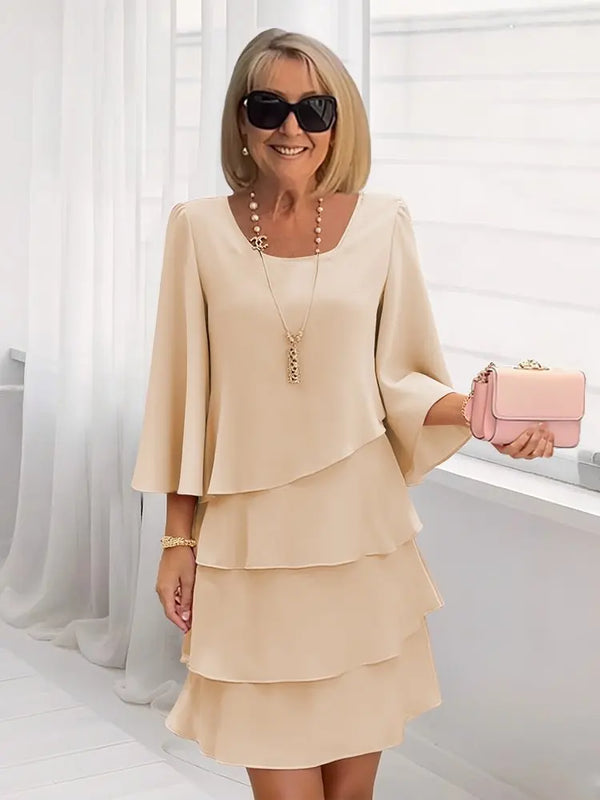 2025 Women's Fashion Cake Skirt 3/4 Bell Sleeve